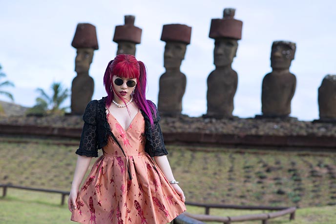 travel blogger fashion model easter island