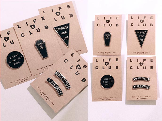 life club uk gothic pins