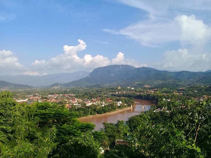 mount phousi view mekong river luang prabang