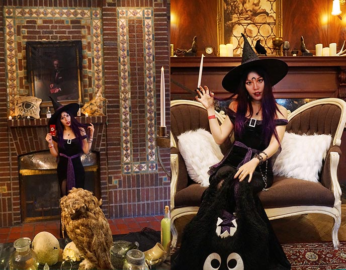 sexy witch costume purple black hat dress