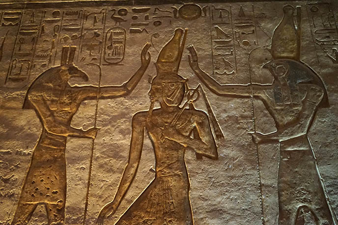 Seth and Horus crowning Ramses II abu simbel