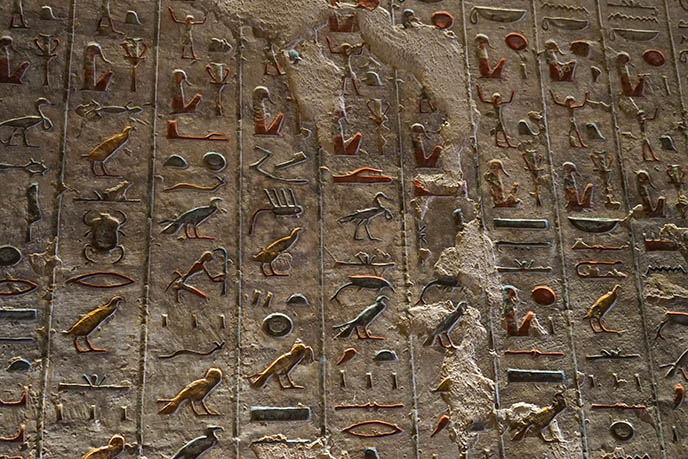 painted colored hieroglyphics egypt