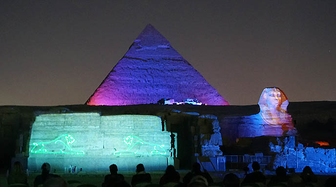 laser light show great pyramids sphinx