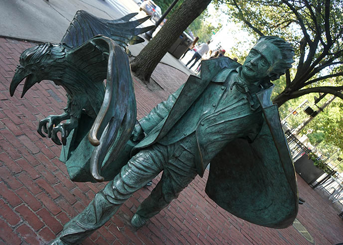 Edgar Allan Poe statue, boston goth writer horror