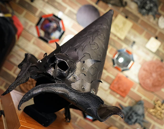 designer leather witch hat 