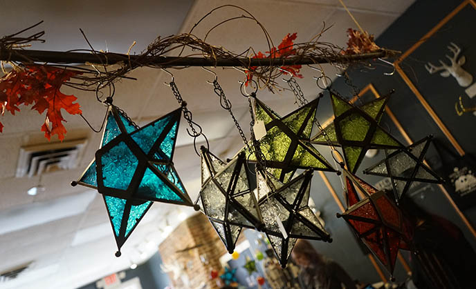 glass star pentagram lanterns pentacle