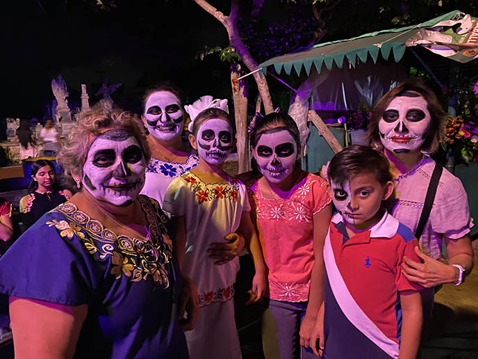 mexican family sugar skull makeup coco skeletons