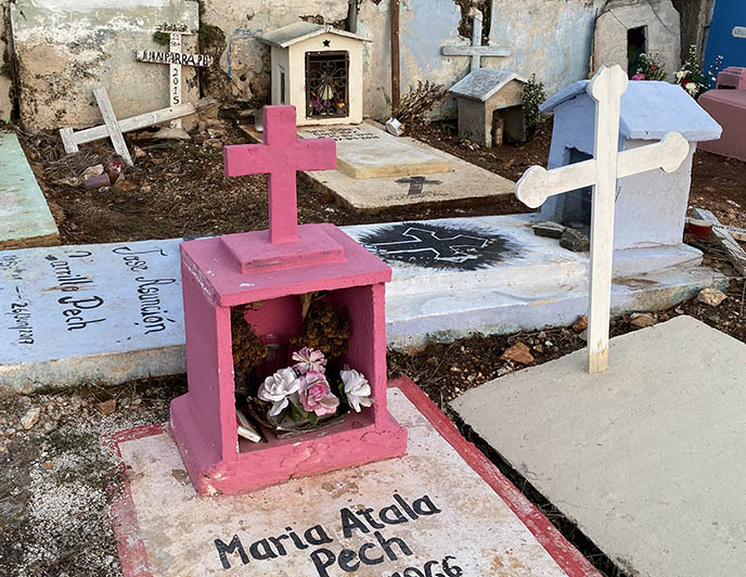 pink mexican tombstone offerings