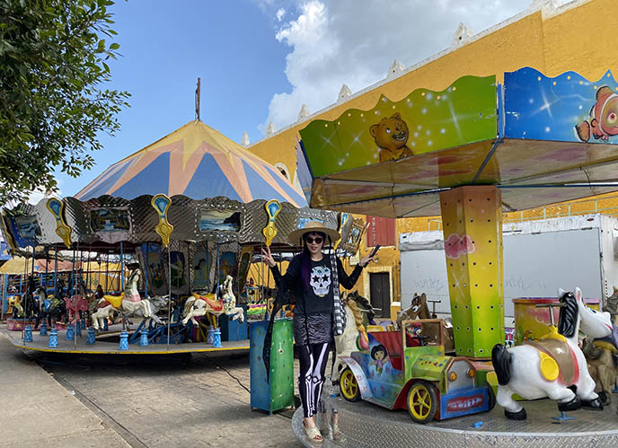 colorful mexican amusement park merry go round