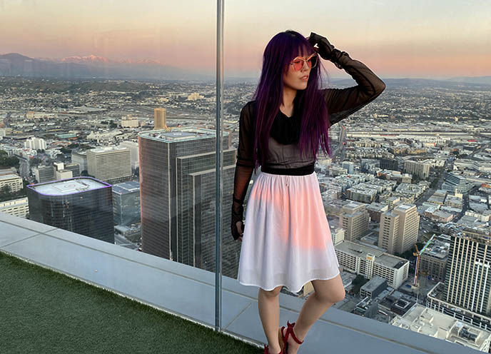 oue skyspace portraits selfies fashion blogger