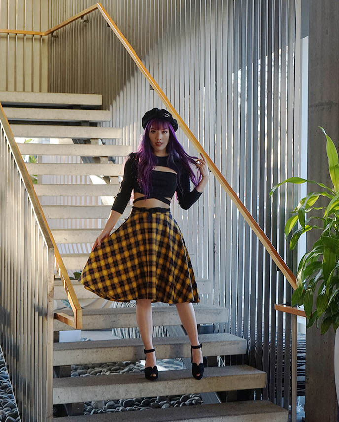 goth clueless plaid skirt yellow, sourpuss clothing