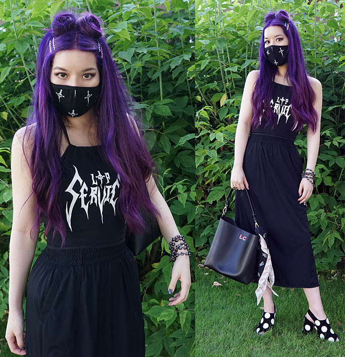 goth covid outfits, gothic face masks lip service