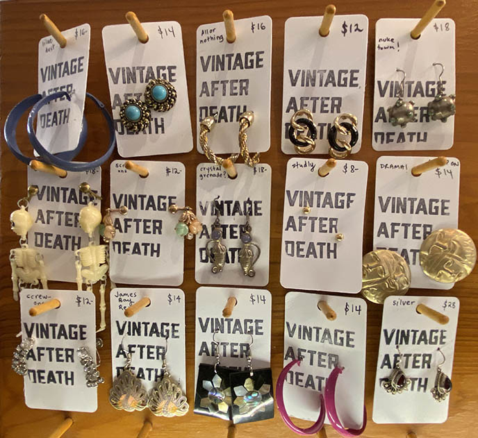 vintage after death earrings Canadian designers