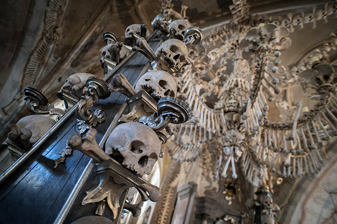 sedlec ossuary skulls with bones in mouth