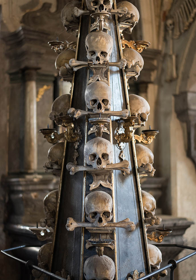 creepy horror bone church sedlec ossuary human skulls decor