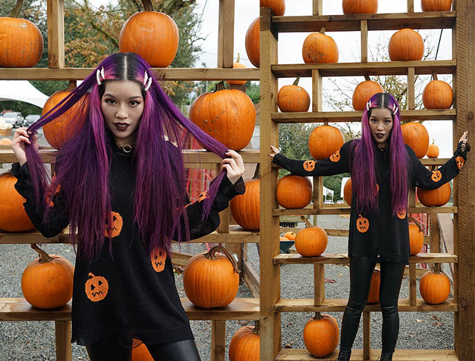 long purple hair fashion blogger vancouver canada canadian