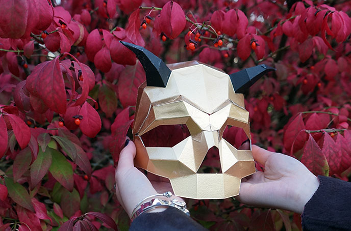 gold horns mask, metallic devil lucifer masks