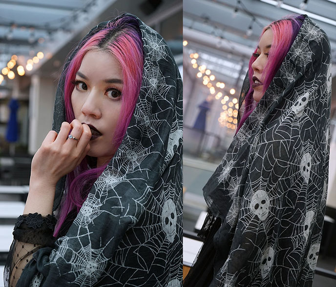 gothic scarves spiderweb skull print cotton