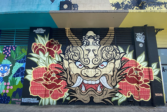 japanese devil demon mural art