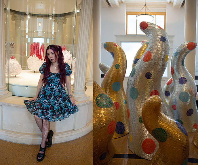 yayoi kusama tentacles sculptures octopus dots