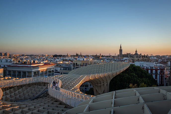 setas de sevilla sunset night photography view 