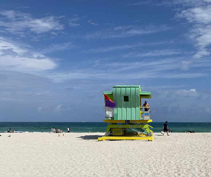  bright colored miami life guard towers south beach 80s