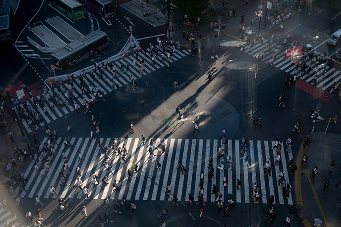 shibuya scramble crossing bird's eye view street cross walk