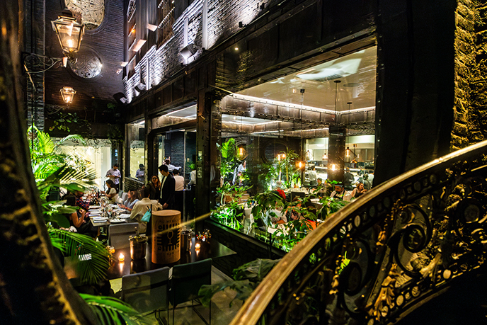 fonico restaurant interior design stairs dark manor 