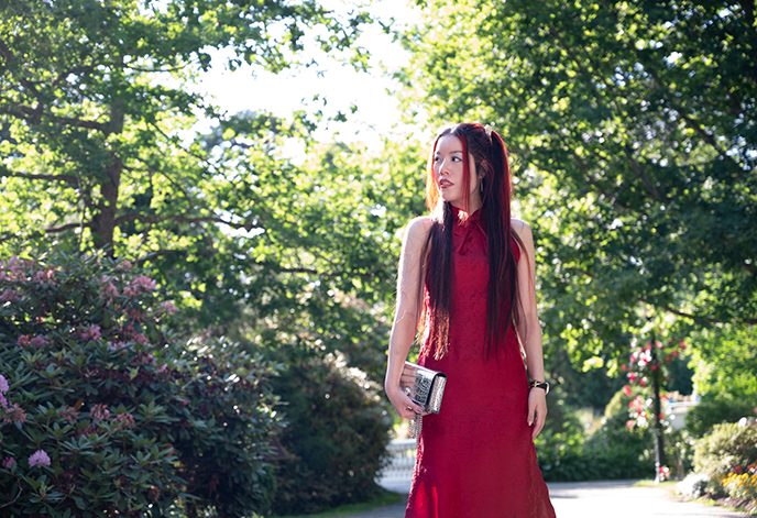 red silk dress mira cosplay kpop demon hunters hair dresses