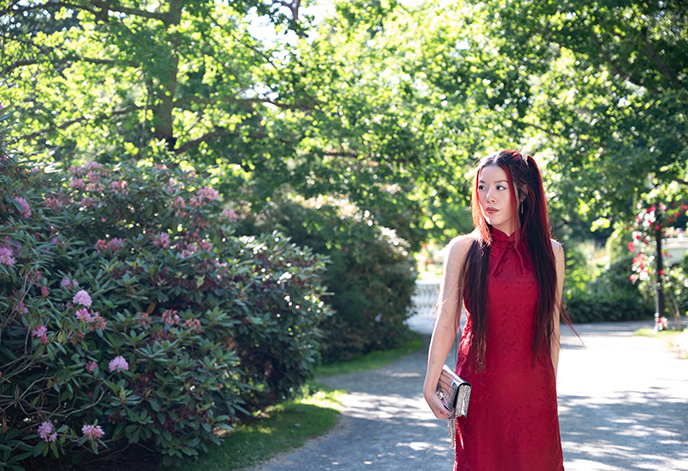 halifax public gardens red silk qipao or cheungsam beth and brian dress chinese design