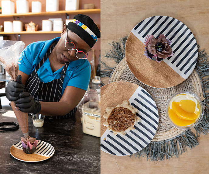 yarmouth Café Caye Mangé health food restaurant chef pamala cooking