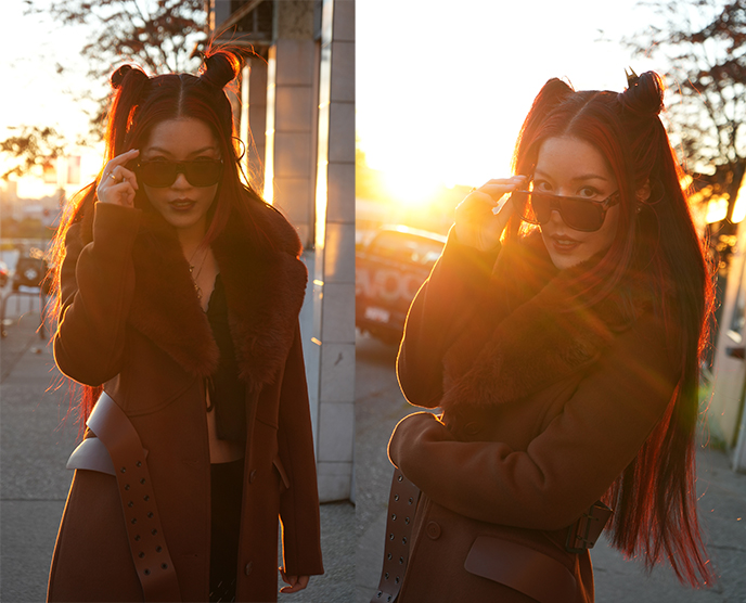 rudsak mandy wool coat arena eyewear sunglasses