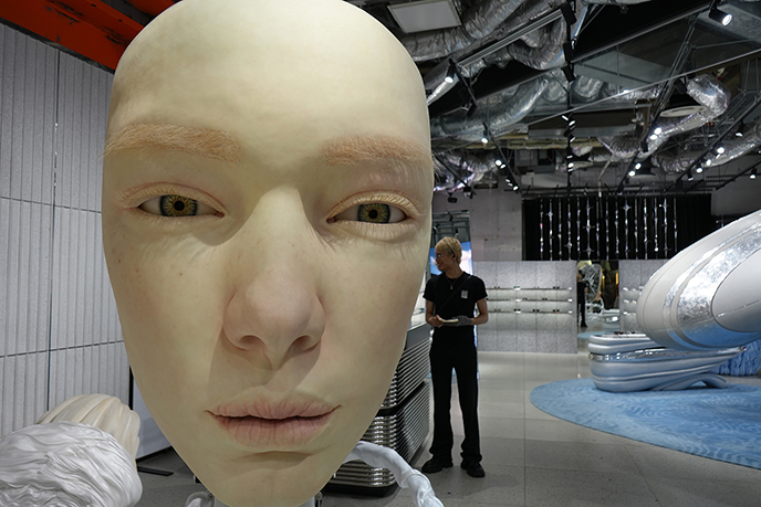 strange gentle monster store displays robotos