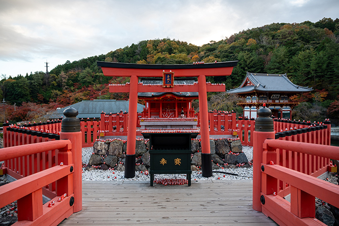 red daruma doll temple osaka japan