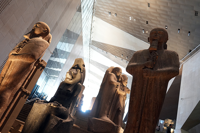 grand staircase entry way grand egyptian museum giza cairo