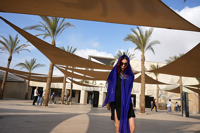 ticket gate grand egypt museum woman visitors outfits