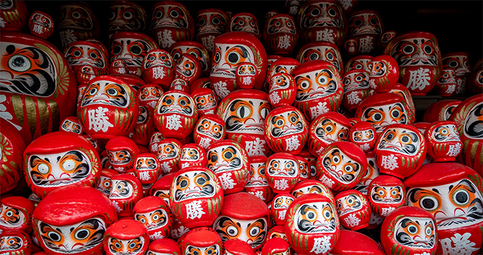 daruma temple osaka katsuoji red lucky dolls japan shrine